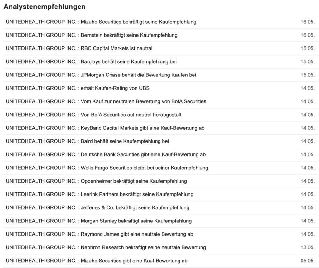 2025-05-19 UnitedHealth Analystenratings
